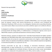 Carta al presidente del Parlamento Panafricano