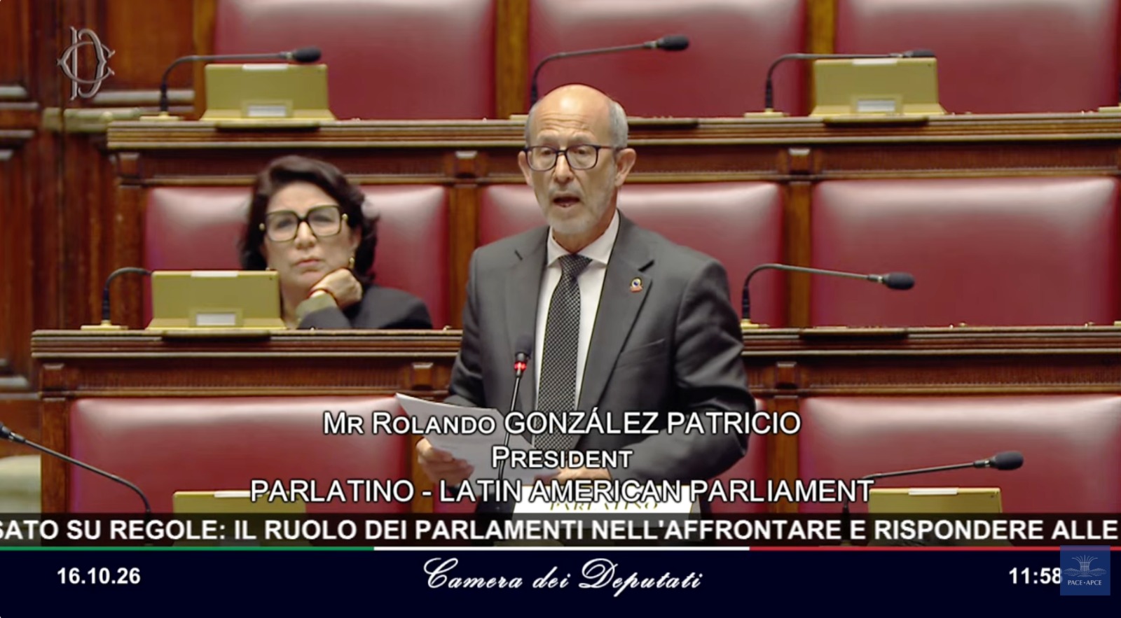 Presidente del PARLATINO aboga en Roma por un multilateralismo renovado y una mayor articulación parlamentaria entre Europa y América Latina y el Caribe